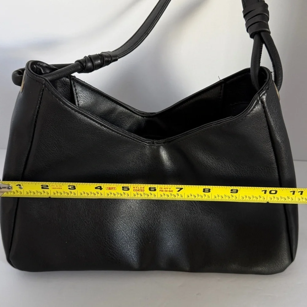 Black Faux Leather Shoulder Bag